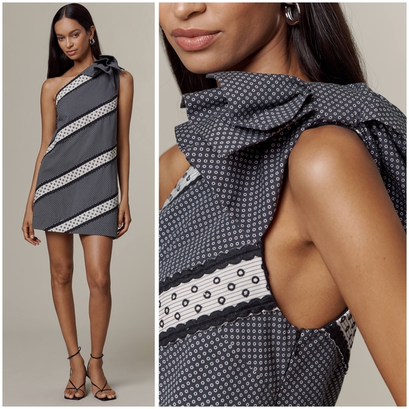 Anthropologie, Maeve One-Shoulder Embellished Bow Mini Dress - Picture 2 of 2